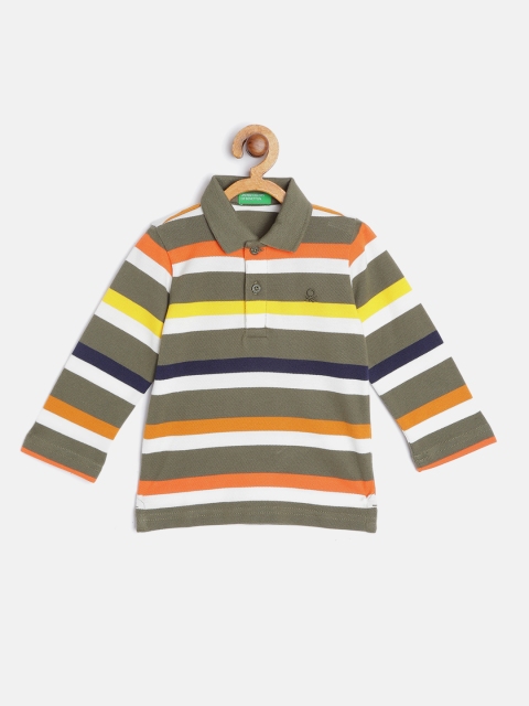 

United Colors of Benetton Boys Multicoloured Cotton Striped Polo Collar T-shirt, Multi