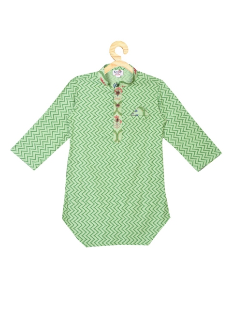 

Kinder Kids Boys Green Geometric Printed Kurta
