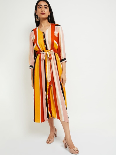 

max Multicoloured Striped Midi Dress, Multi
