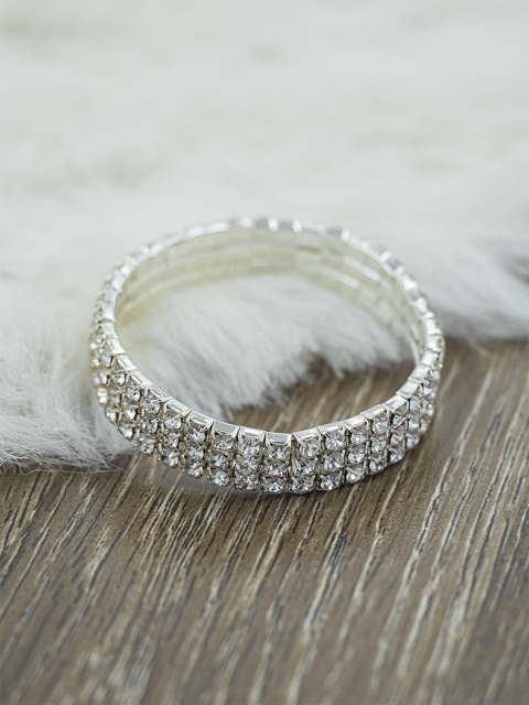 

Bellofox Women Silver-Toned & White Cubic Zirconia Elasticated Bracelet