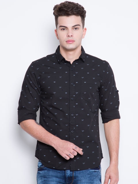 

HIGHLANDER Men Black Slim Fit Printed Casual Shirt