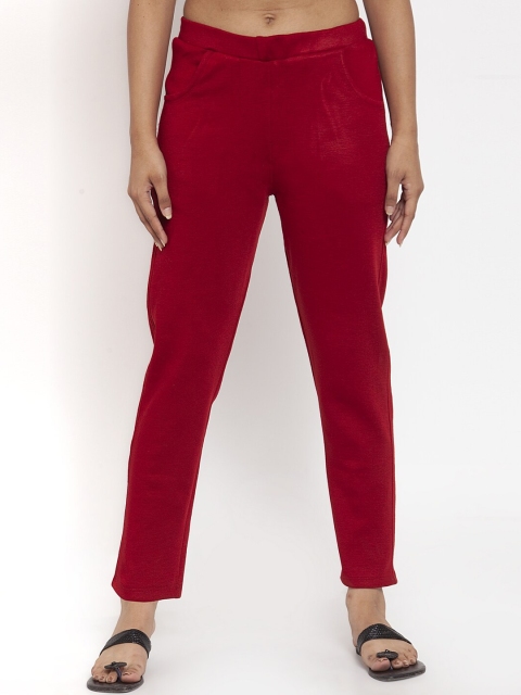 

TAG 7 Women Maroon Solid Ankle-Length Leggings