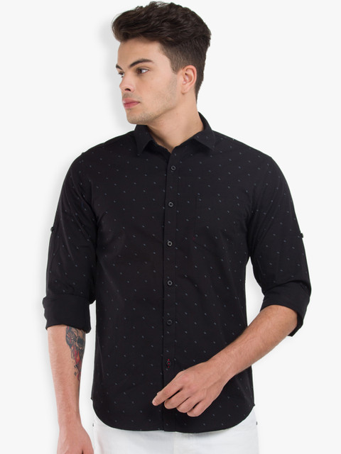 

HIGHLANDER Men Black Slim Fit Printed Casual Shirt