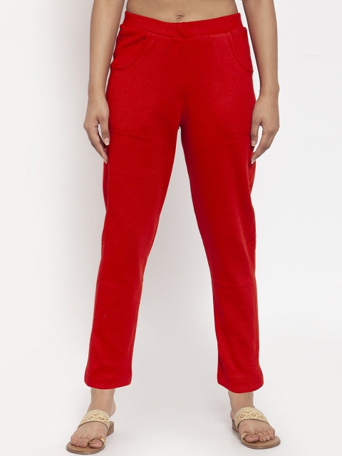 

TAG 7 Women Red Solid Ankle-Length Leggings