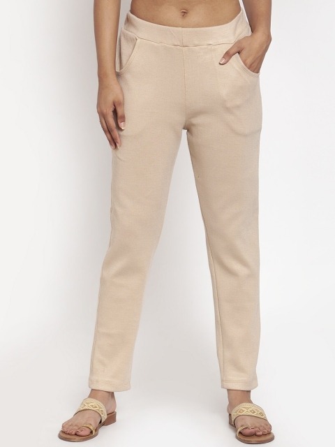 

TAG 7 Women Beige Solid Ankle-Length Leggings
