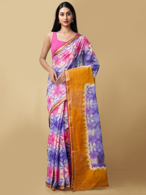 

Unnati Silks Women Multicoloured Pure Shibori Cotton Sustainable Saree, Multi
