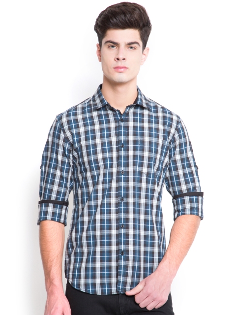 

HIGHLANDER Men Black Slim Fit Checked Casual Shirt