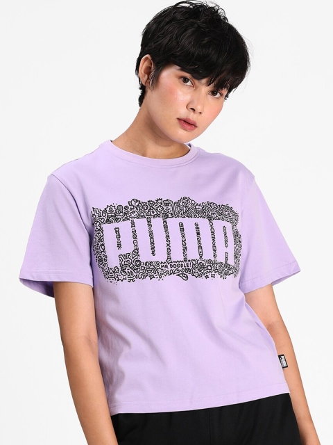 

Puma Women Purple Brand Logo Regular Top
