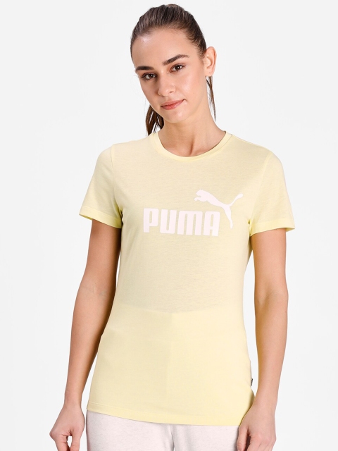 

Puma Women Yellow Brand Logo Printed T-shirt