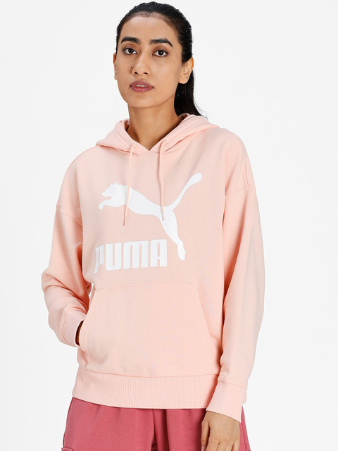 

Puma Women Peach-Coloured Printed Hooded Sweatshirt