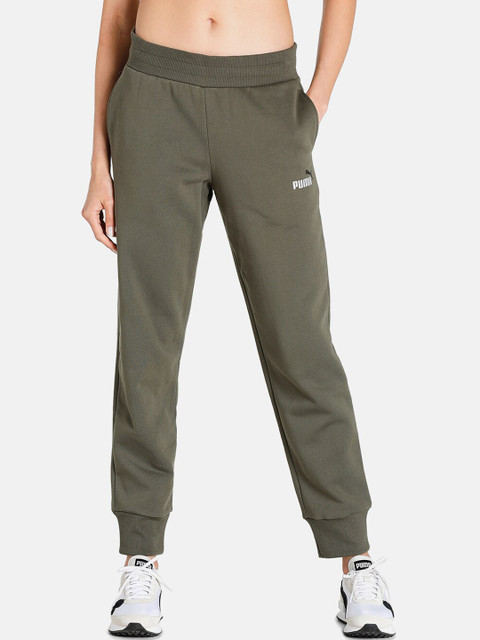 

Puma Women Solid Essential+ Metallic Regular Fit Knitted Joggers, Green