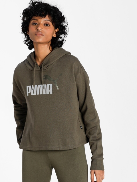 

Puma Women Green Printed Hooded Sweatshirt