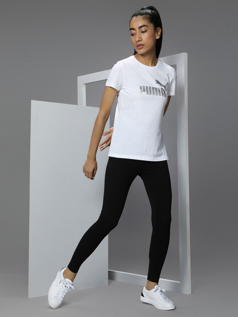 

Puma Women White Brand Logo Printed T-shirt