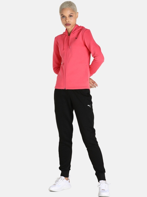 

Puma Women Pink & Black Classic Regular Fit Hooded Track Suit