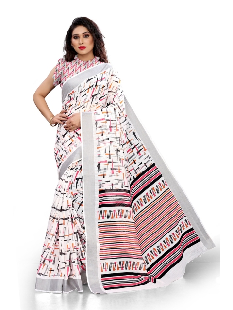 

KALINI White & Black Printed Saree