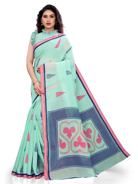 

KALINI Green & Fuchsia Zari Saree