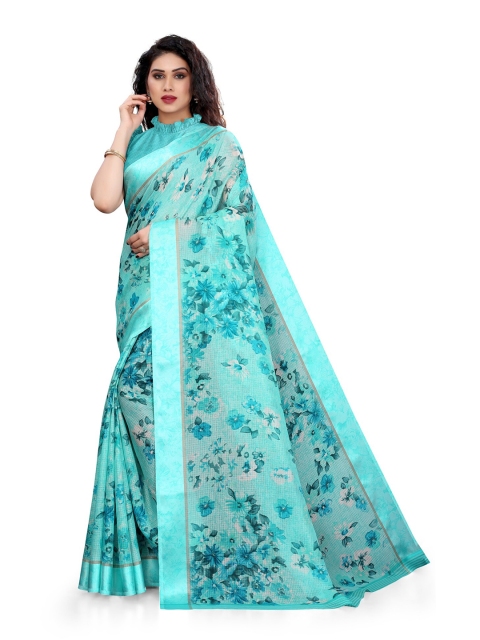 

KALINI Green Floral Satin Bagh Saree