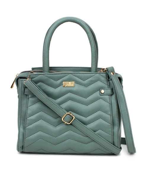 

yelloe Green Structured Quilted Handheld Bag