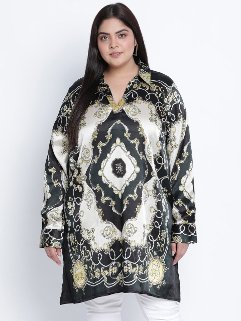 

Oxolloxo Green & Off-White Printed Shirt Style Top