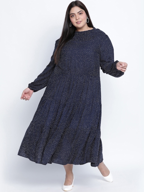 

Oxolloxo Plus Size Navy Blue Crepe Maxi Dress