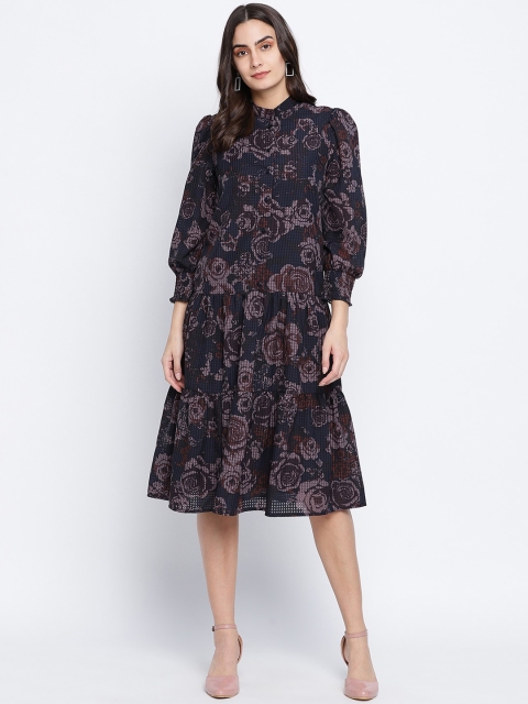 

Oxolloxo Black Floral Satin Midi Dress