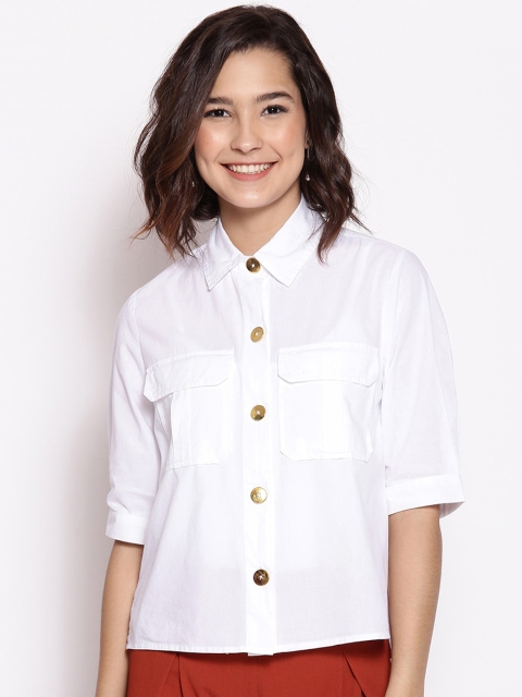 

Oxolloxo Women White Opaque Casual Shirt