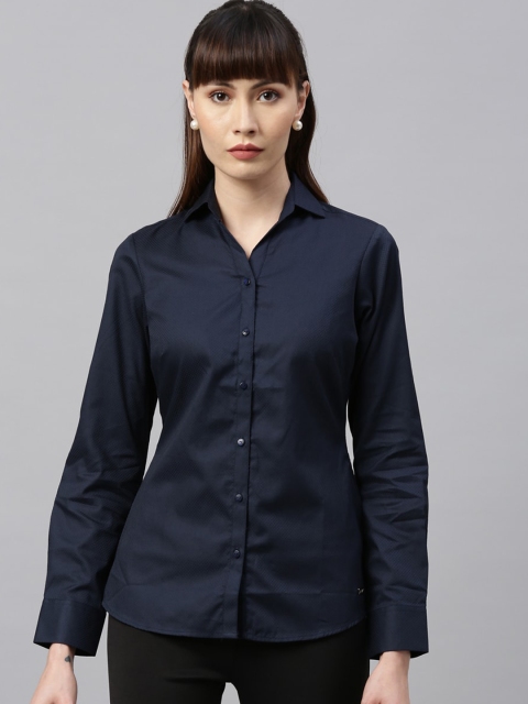 

Park Avenue Woman Navy Blue Opaque Formal Shirt