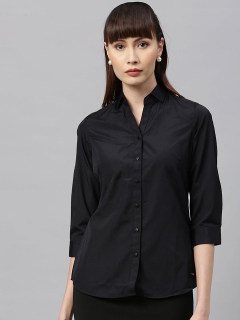 

Park Avenue Woman Black Opaque Formal Shirt