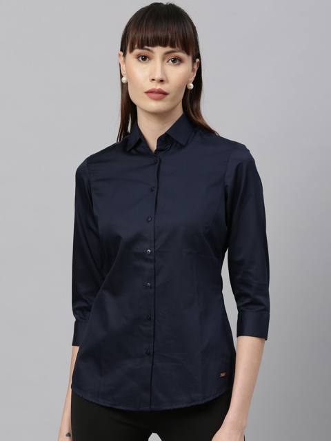 

Park Avenue Woman Navy Blue Opaque Formal Shirt