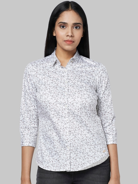 

Park Avenue Woman Women White & Brown Floral Printed Cotton Casual Shirt