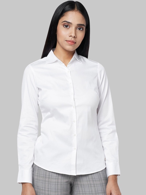 

Park Avenue Woman Women White Solid Cotton Casual Shirt