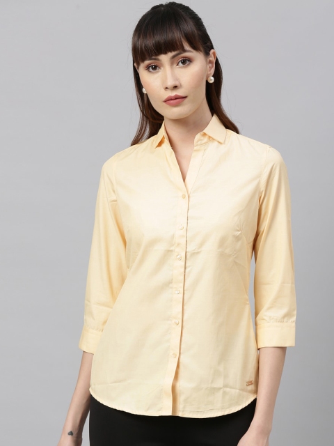 

Park Avenue Woman Women Yellow Solid Casual Shirt