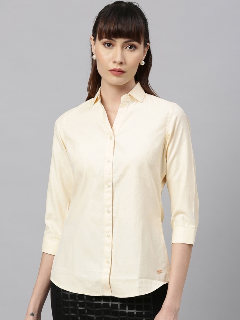 

Park Avenue Woman Women Yellow Solid Casual Shirt