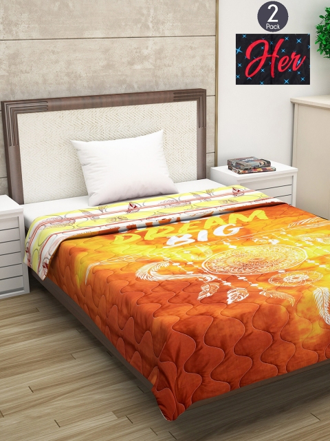 

Divine Casa Set of 2 Yellow & Blue Mild Winter 150 GSM Single Bed Comforter