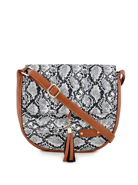 

Lychee bags Women White Printed Structured Sling Bag with Tasselled