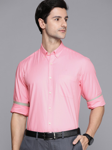 

Louis Philippe Men Pink Slim Fit Solid Cotton Formal Shirt