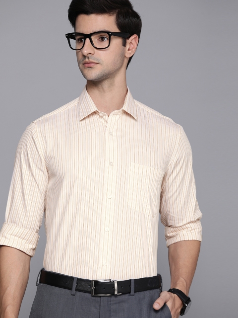 

Louis Philippe Men Beige & Blue Slim Fit Striped Formal Shirt