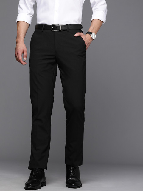 

Louis Philippe Men Black Slim Fit Low-Rise Formal Trousers
