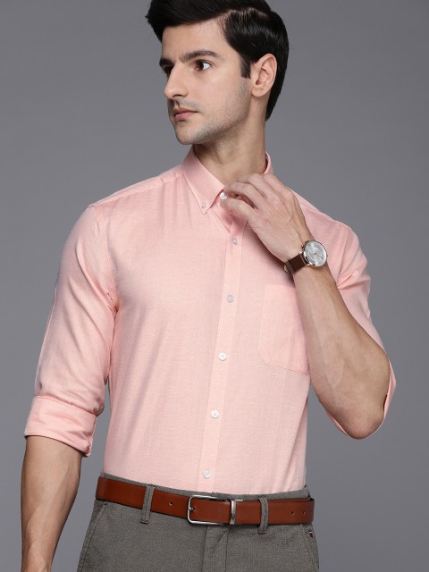 

Louis Philippe Men Orange & White Slim Fit Opaque Formal Shirt