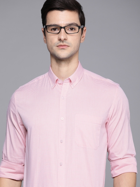 

Louis Philippe Men Pink Cotton Slim Fit Pinstripes Formal Shirt
