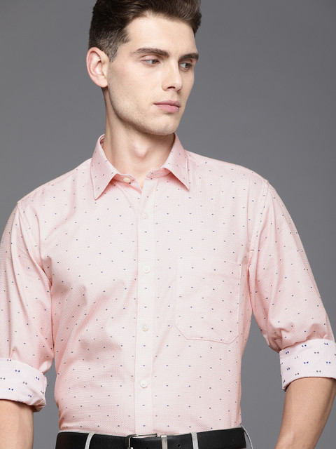 

Louis Philippe Men Pink Slim Fit Self-Design Pure Cotton Formal Shirt