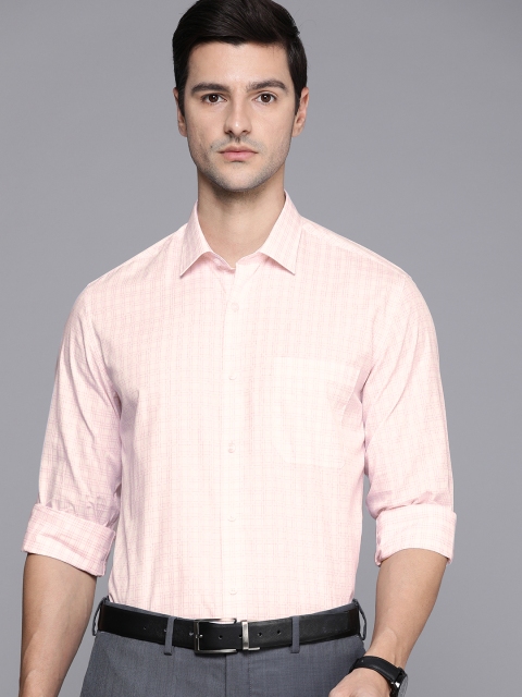 

Louis Philippe Men Pink Slim Fit Opaque Checked Formal Shirt