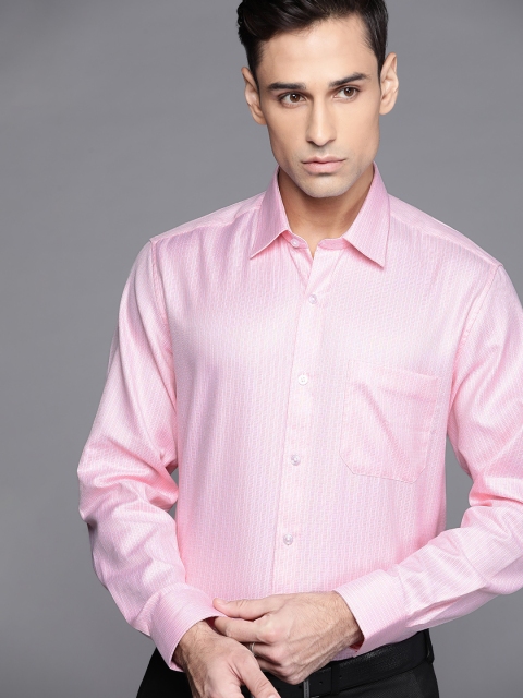 

Louis Philippe Men Pink Pure Cotton Slim Fit Striped Formal Shirt