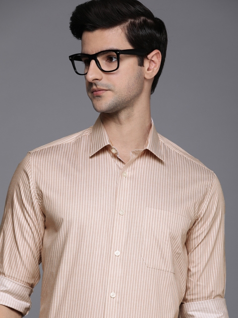 

Louis Philippe Men Brown & White Slim Fit Striped Formal Shirt