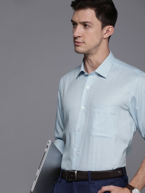 

Louis Philippe Men Blue Slim Fit Self Designed Formal Shirt