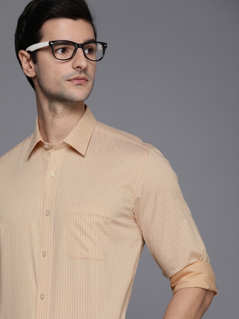 

Louis Philippe Men Pink Slim Fit Opaque Striped Pure Cotton Formal Shirt