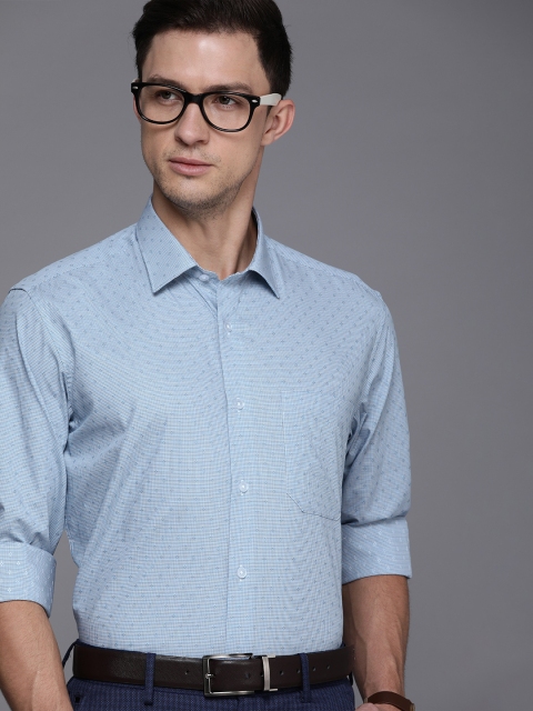 

Louis Philippe Men Blue Slim Fit Micro Checked Opaque Formal Shirt