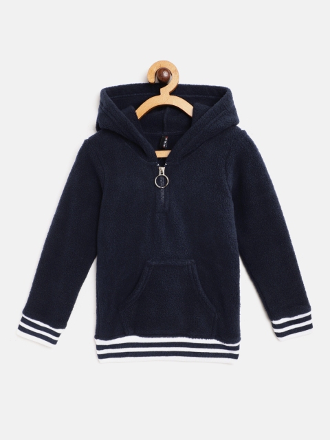 

GAME BEGINS Boys Navy Blue Sherpa Hooded Sweatshirt