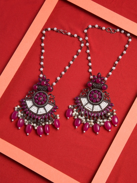 

PANASH Black Crescent Shaped Chandbalis Earrings