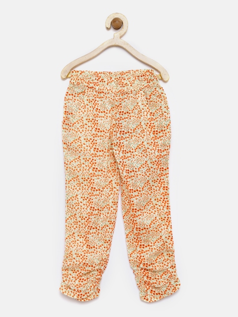 

YK Girls Beige & Orange Floral Print Trousers